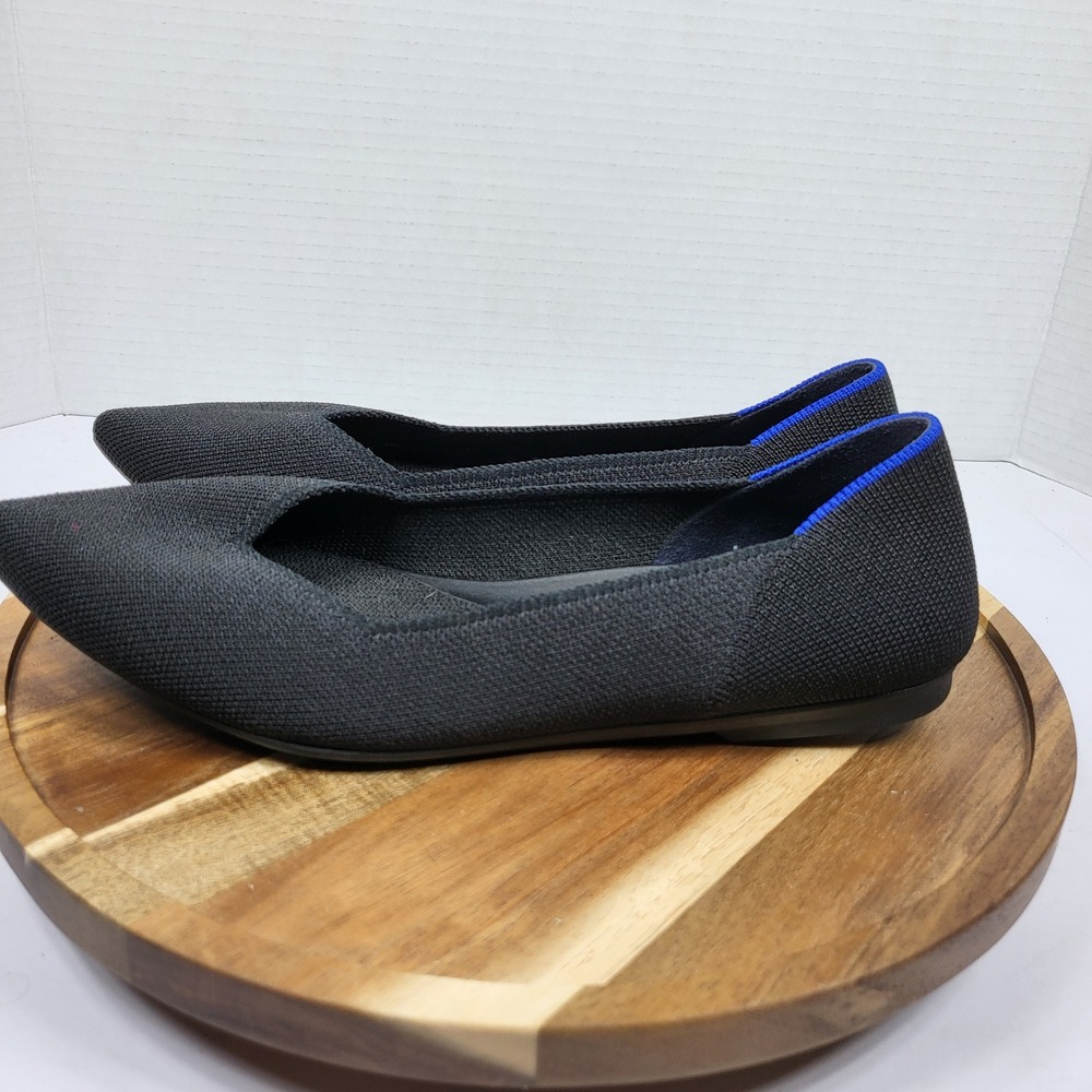 Rothy's The Point Flats Women Size 7‎ Black Excellent Sustainable Washable Knit